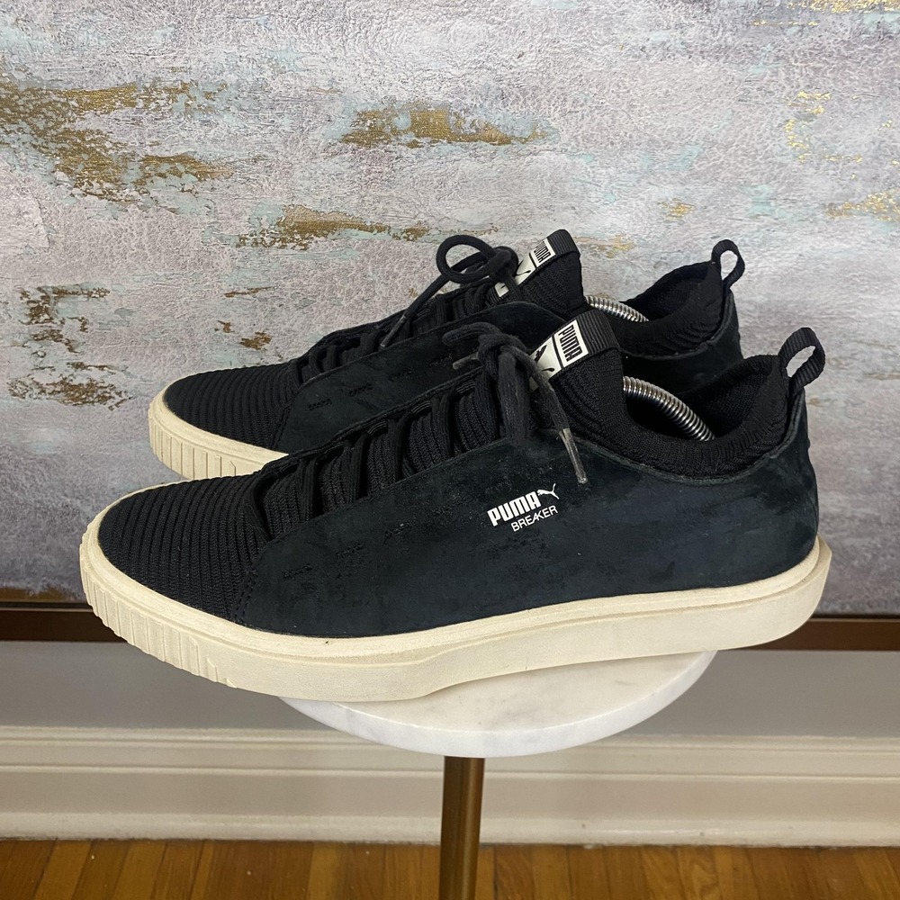 Puma Shoes Mens Size 11.5 Black Breaker Suede Low Top Lace Up Casual Sneakers